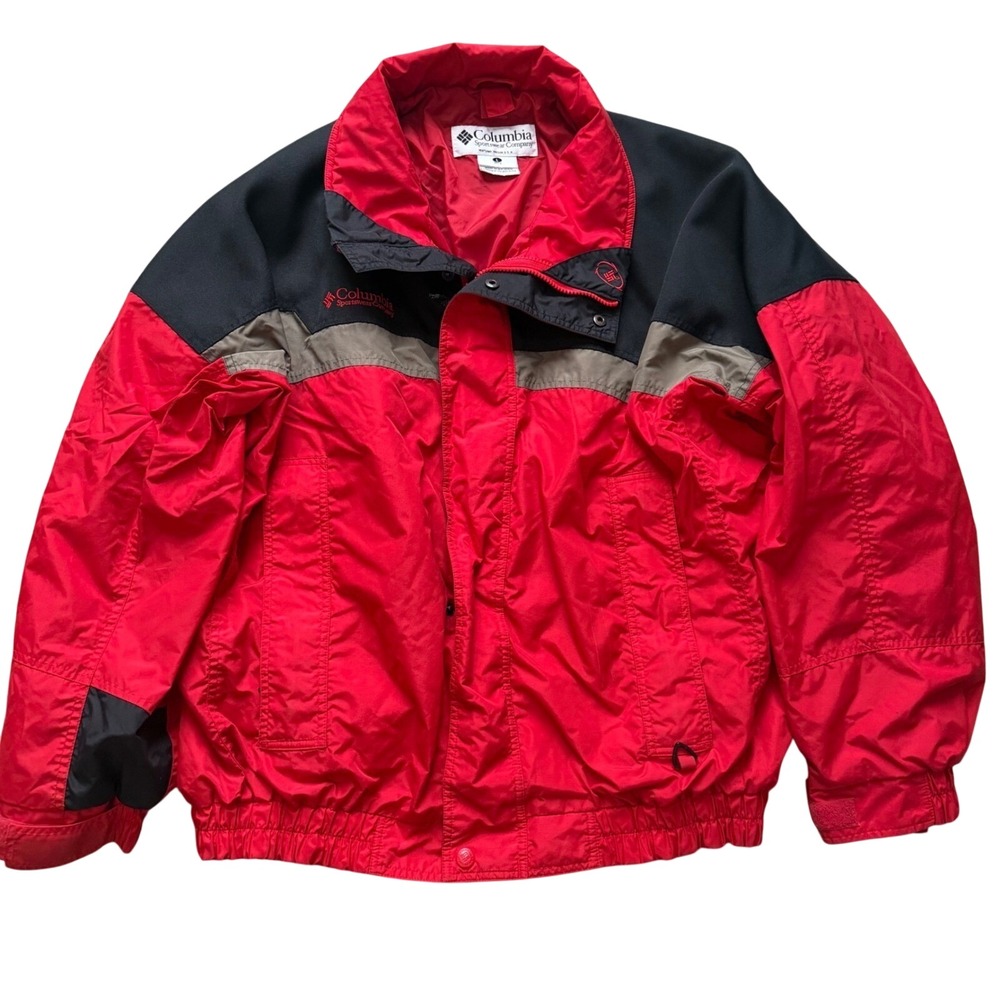Vintage Columbia Bugaboo Jacket Mens Large‎ Red Black Colorblock 90s Retro FLAWS